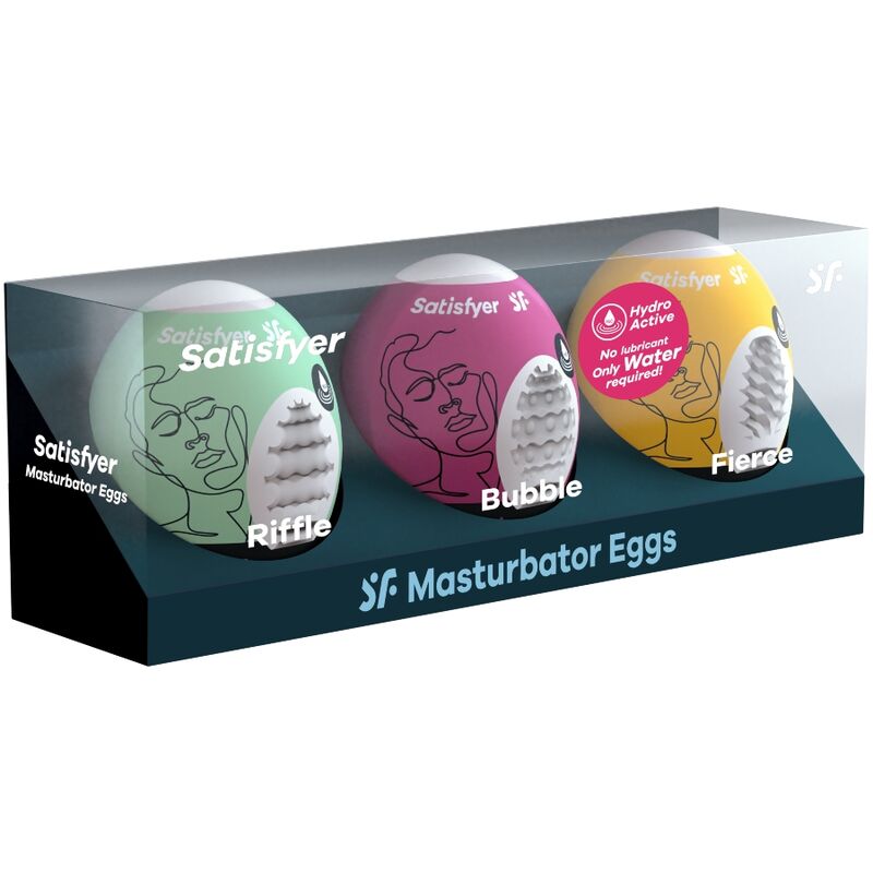 SATISFYER - 3 UOVA MASTURBATORI RIFFLE, BUBBLE E FIERCE - immagine 2