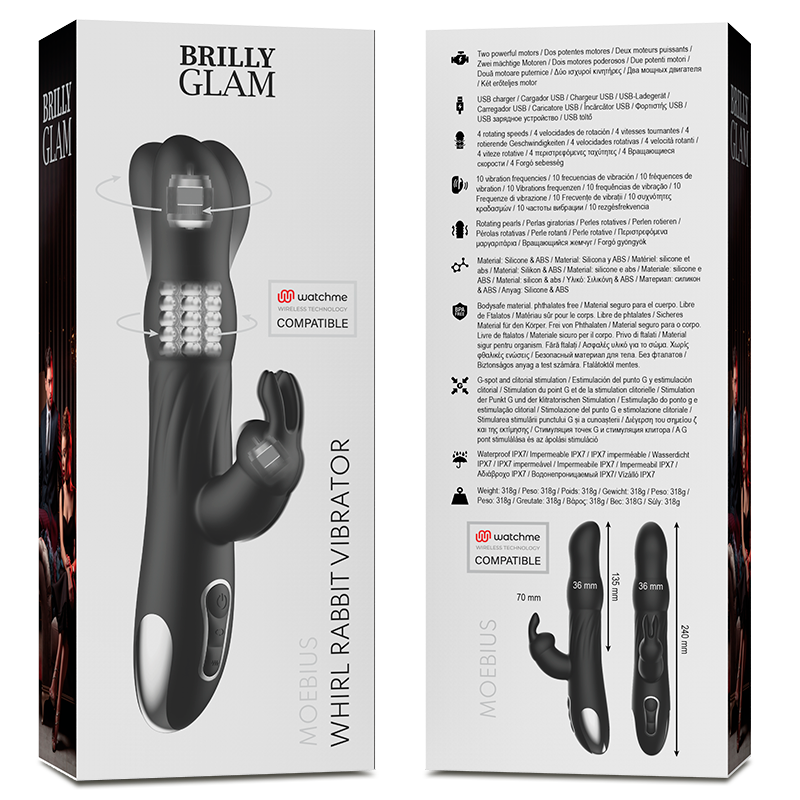 BRILLY GLAM - MOEBIUS VIBRATORE RABBIT E ROTATORE + TELECOMANDO WATCHME - immagine 3