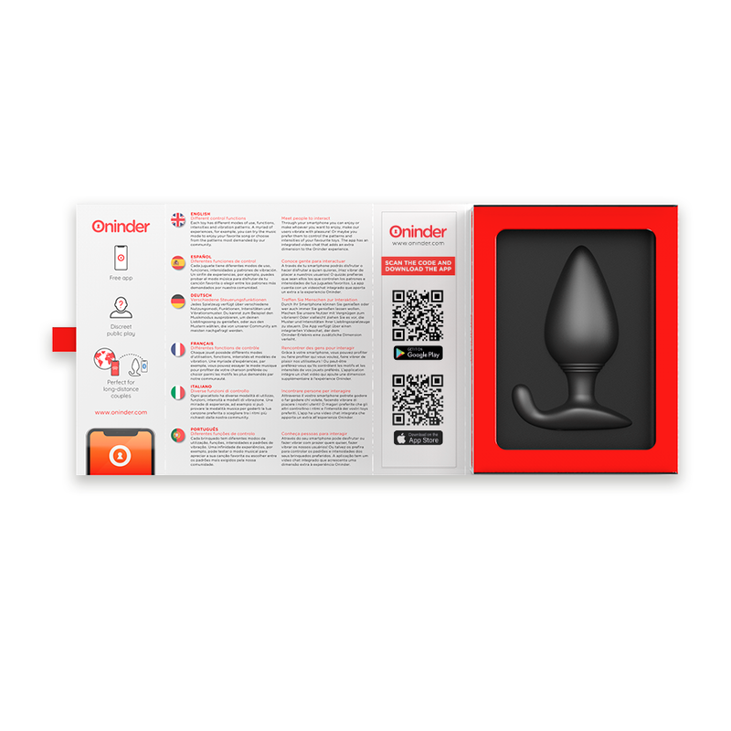 ONINDER - PLUG ANALE VIBRANTE RIO NERO - APP GRATUITA - immagine 6