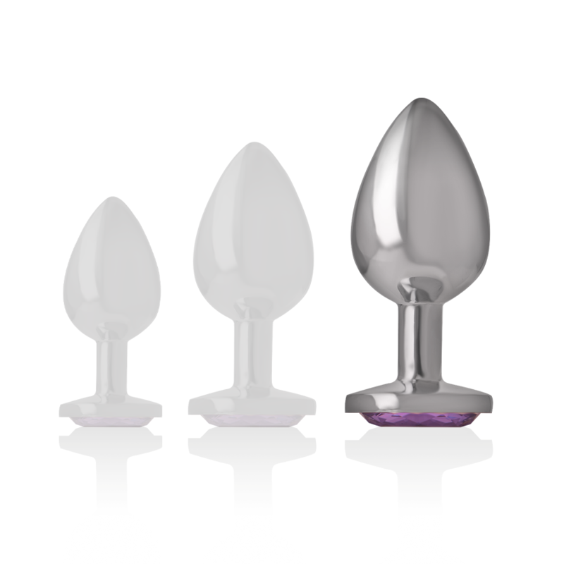 INTENSE - PLUG ANALE IN METALLO ALLUMINIO CON CRISTALLO VIOLA MISURA L - immagine 2