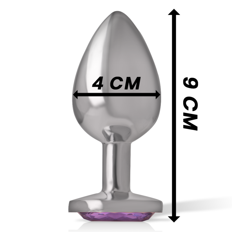 INTENSE - PLUG ANALE IN METALLO ALLUMINIO CON CRISTALLO VIOLA MISURA L - immagine 6