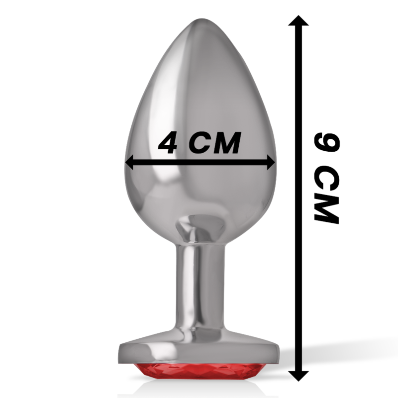 INTENSE - PLUG ANALE IN METALLO ALLUMINIO CON CRISTALLO ROSSO MISURA L - immagine 3