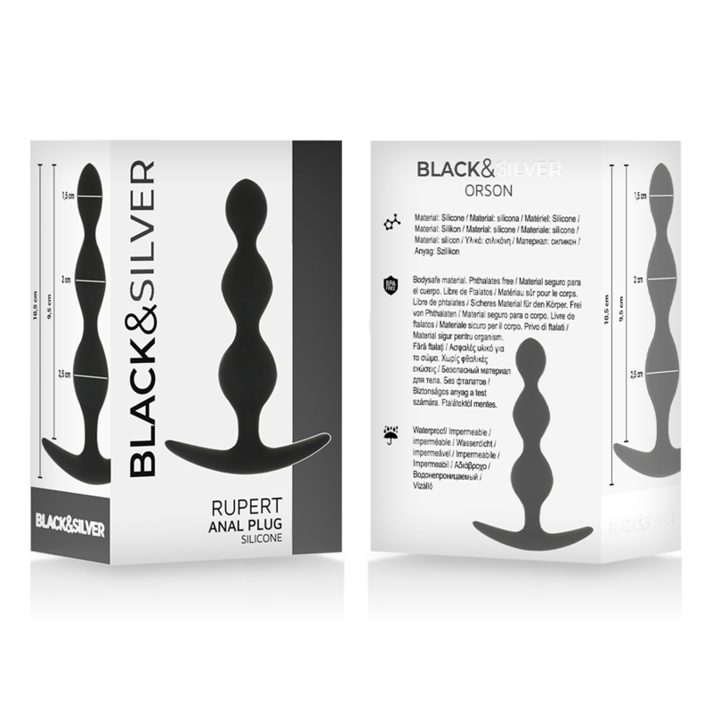 BLACK&SILVER - CATENA PER SFERE ANALI RUPERT 10 CM - immagine 2