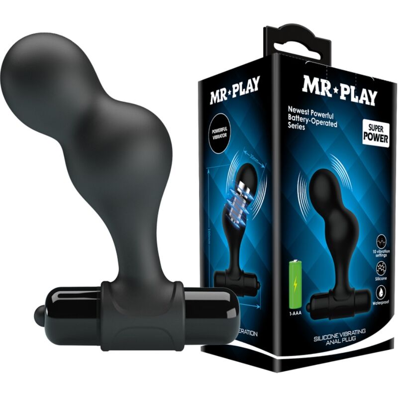 MR PLAY - PLUG ANALE VIBRATORE IN SILICONE NERO - immagine 8