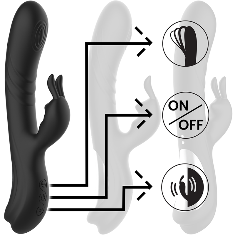 BLACK&SILVER - STIMOLATORE CONIGLIO IN SILICONE RICARICABILE JAMIE NERO - immagine 6