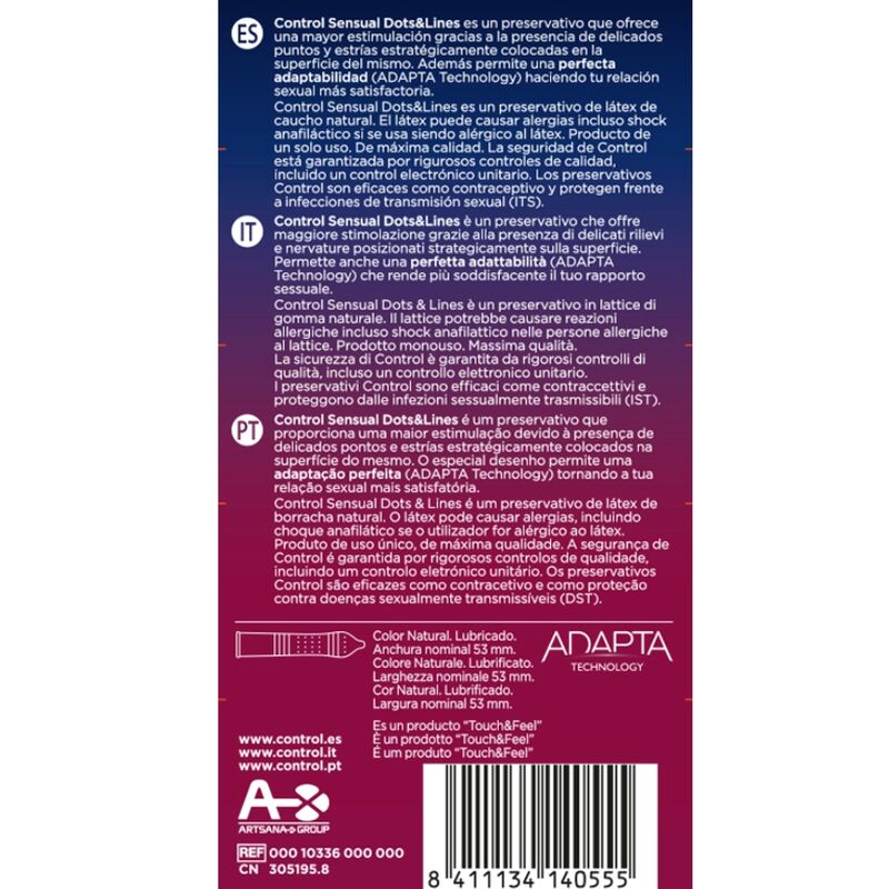 CONTROL - SENSUAL DOTS & LINES PUNTOS Y ESTRIAS 12 UDS - immagine 2