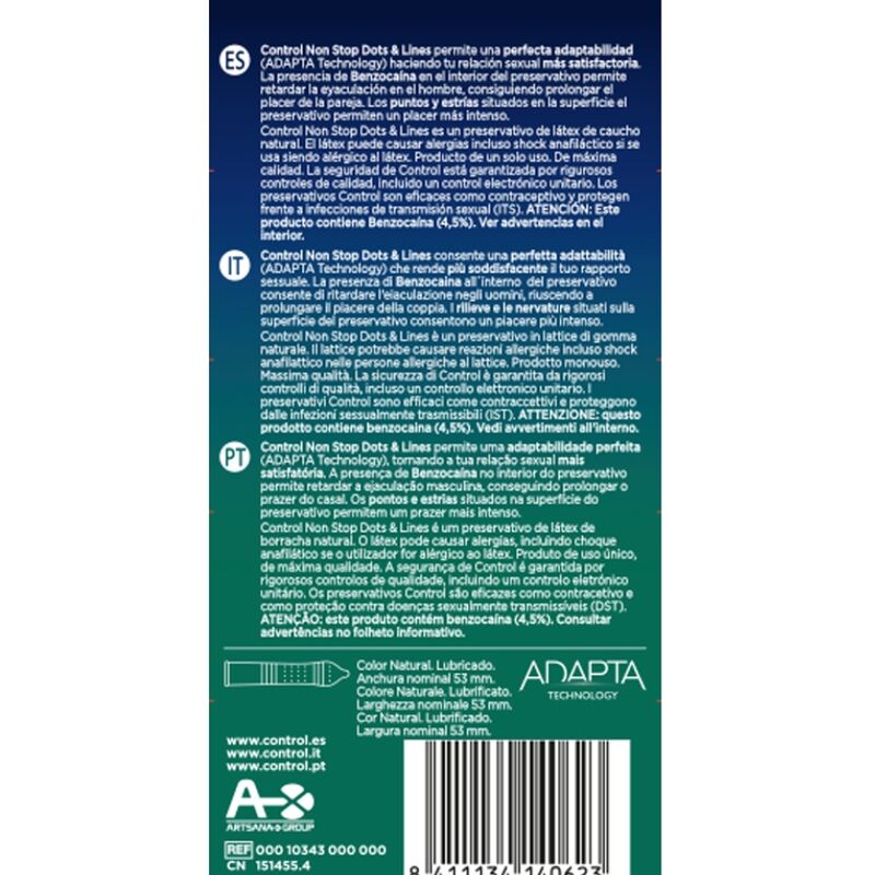CONTROL - NONSTOP DOTS AND LINES CONDOMS 12 UNITS - immagine 2