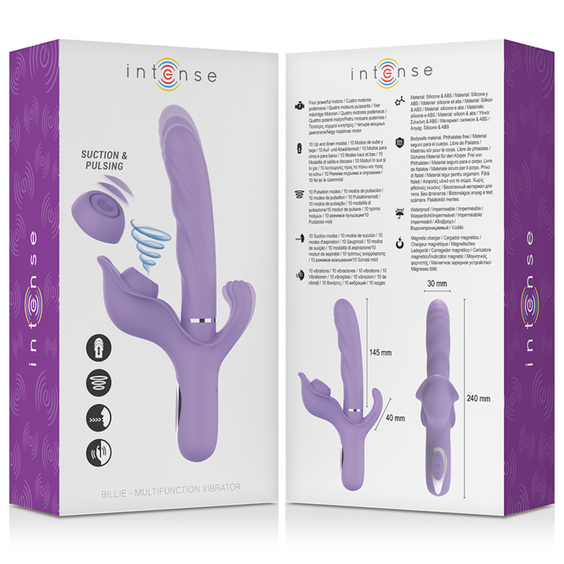 INTENSE - BILLIE VIBRATORE MULTIFUNZIONALE RICARICABILE A SUCCHIO CON PULSANTE VIOLA - immagine 2