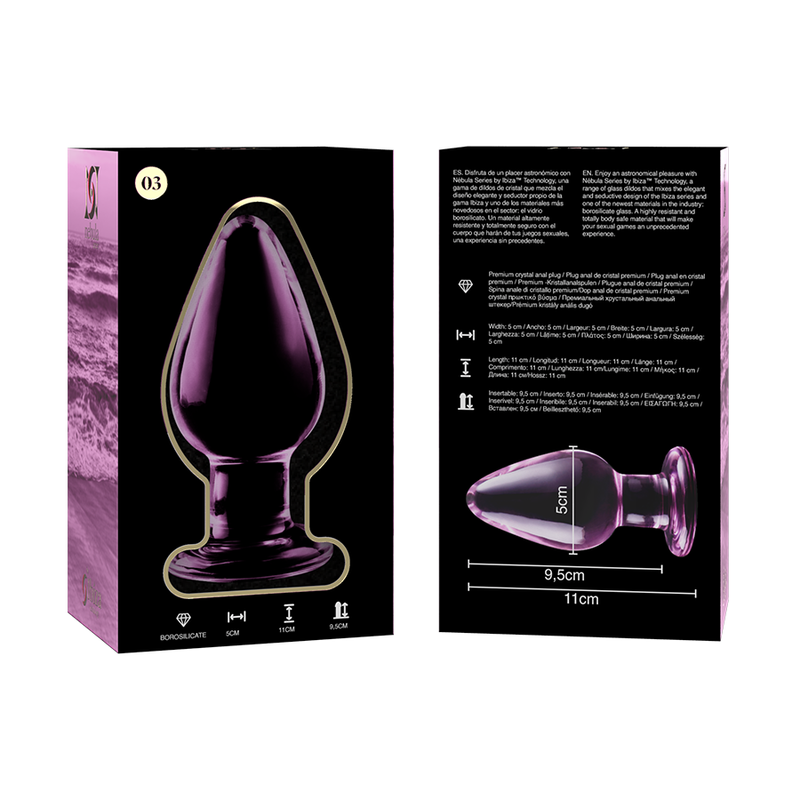 NEBULA SERIES BY IBIZA - MODELLO 3 PLUG ANALE VETRO BOROSILICATO 11 X 5 CM TRASPARENTE - immagine 6