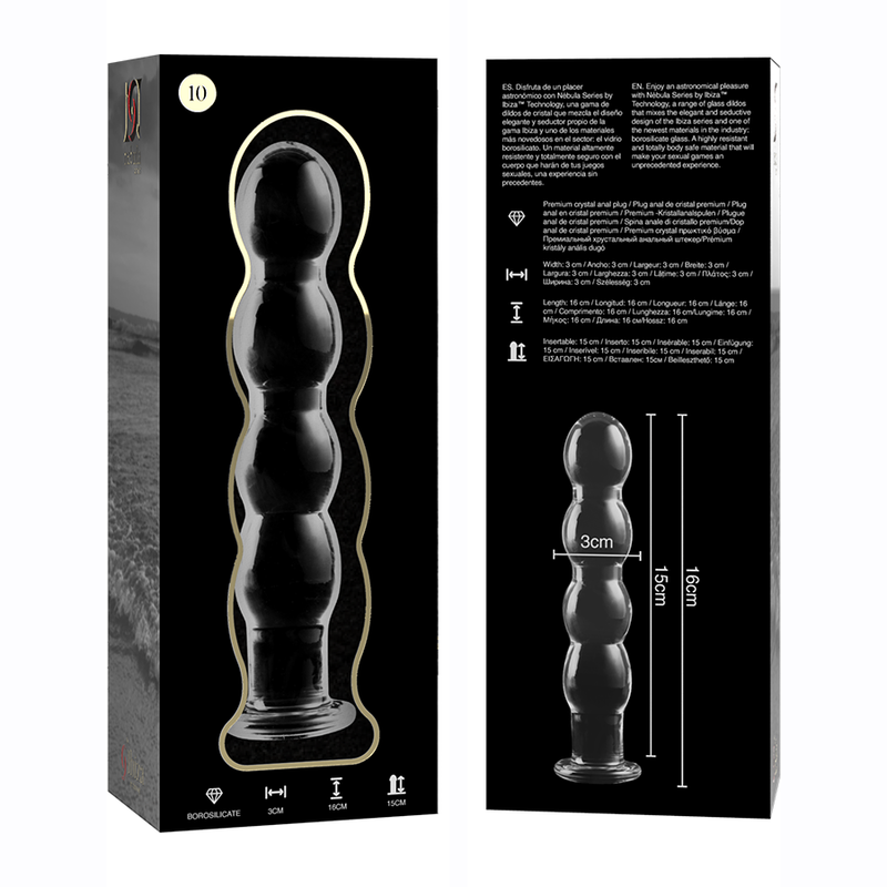NEBULA SERIES BY IBIZA - MODELLO 10 DILDO IN VETRO BOROSILICATO 16,5 X 3,5 CM TRASPARENTE - immagine 6