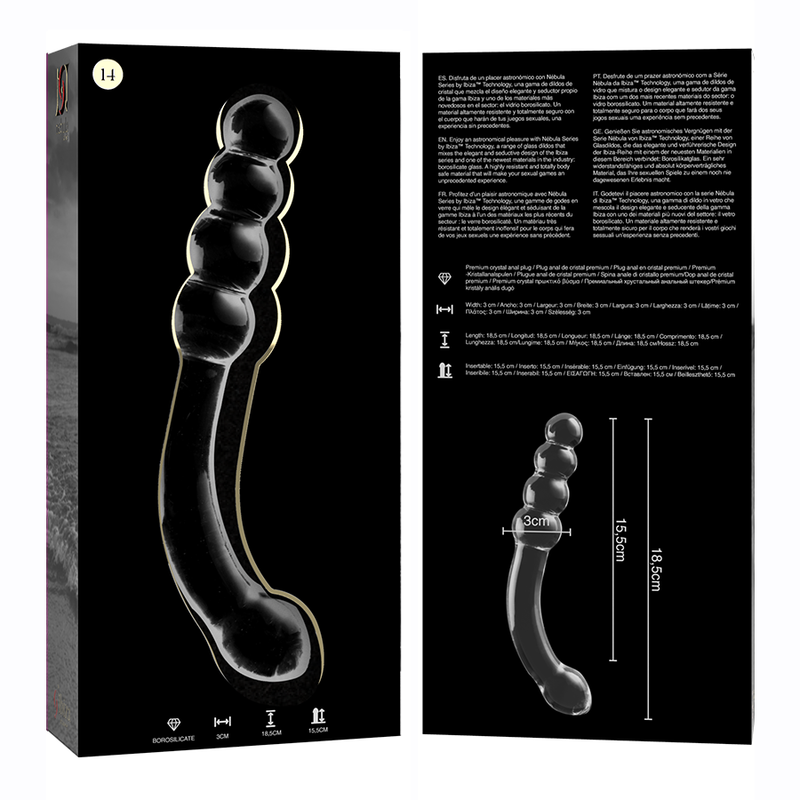 NEBULA SERIES BY IBIZA - MODELLO 14 DILDO IN VETRO BOROSILICATO 18,5 X 3 CM TRASPARENTE - immagine 2