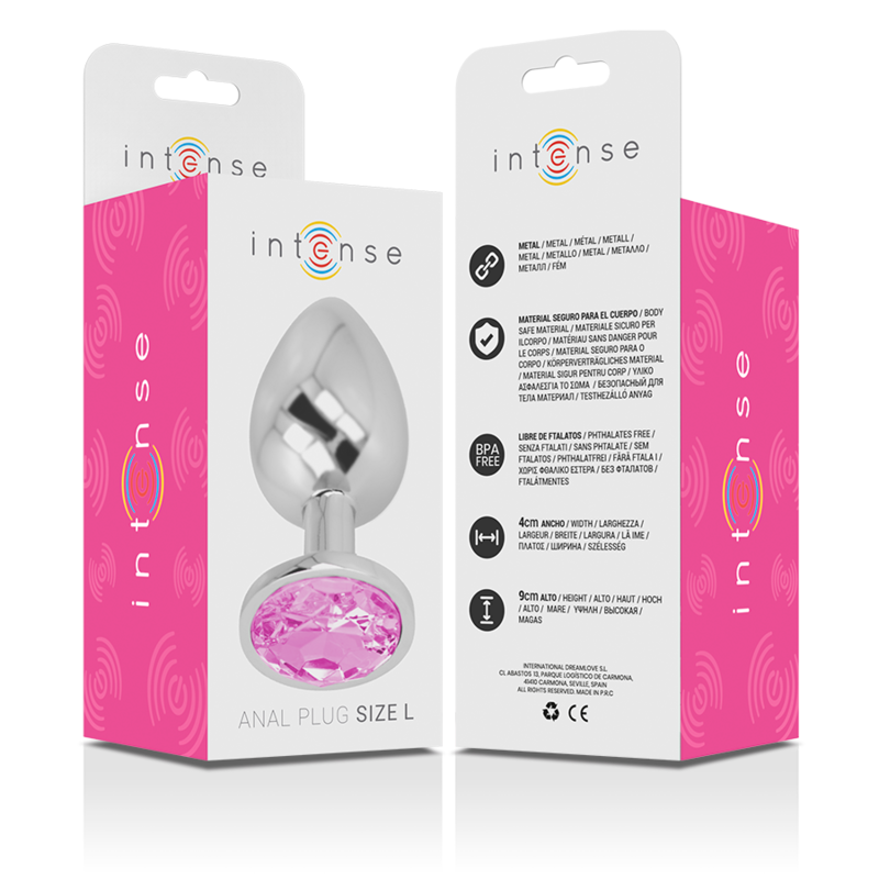 INTENSE - PLUG ANALE IN METALLO ALLUMINIO CON CRISTALLO ROSA MISURA L - immagine 6