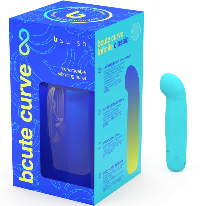 B SWISH - VIBRATORE RICARICABILE IN SILICONE BLU BCUTE CURVE INFINITE CLASSIC EDIZIONE LIMITATA - immagine 2