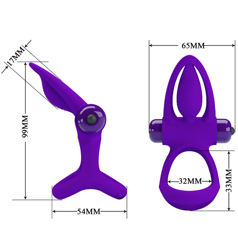 PRETTY LOVE - ANELLO VIBRATORE 10 VIBRAZIONI IN SILICONE VIOLETTO - immagine 3