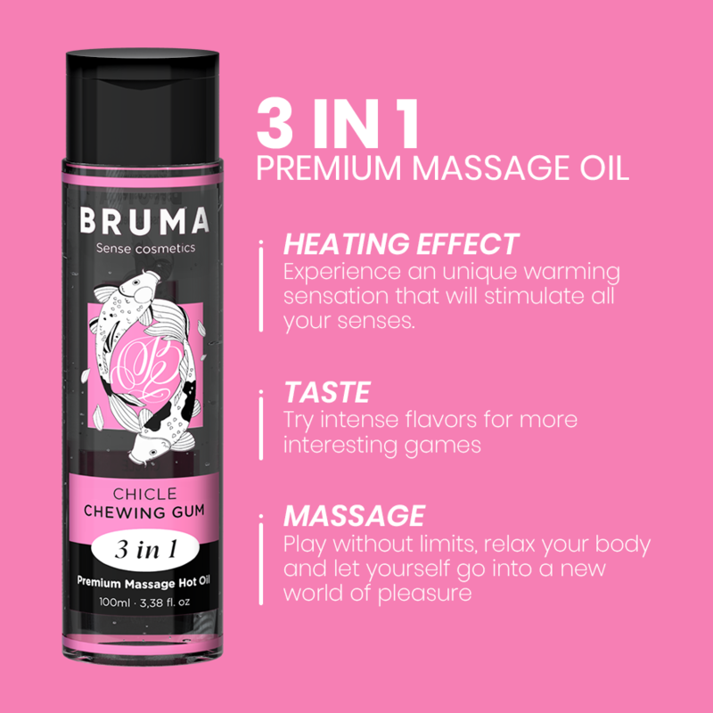 BRUMA - ACEITE DE MASAJE PREMIUM EFECTO CALOR SABOR CHICLE 3 EN 1 - 100 ML - immagine 4