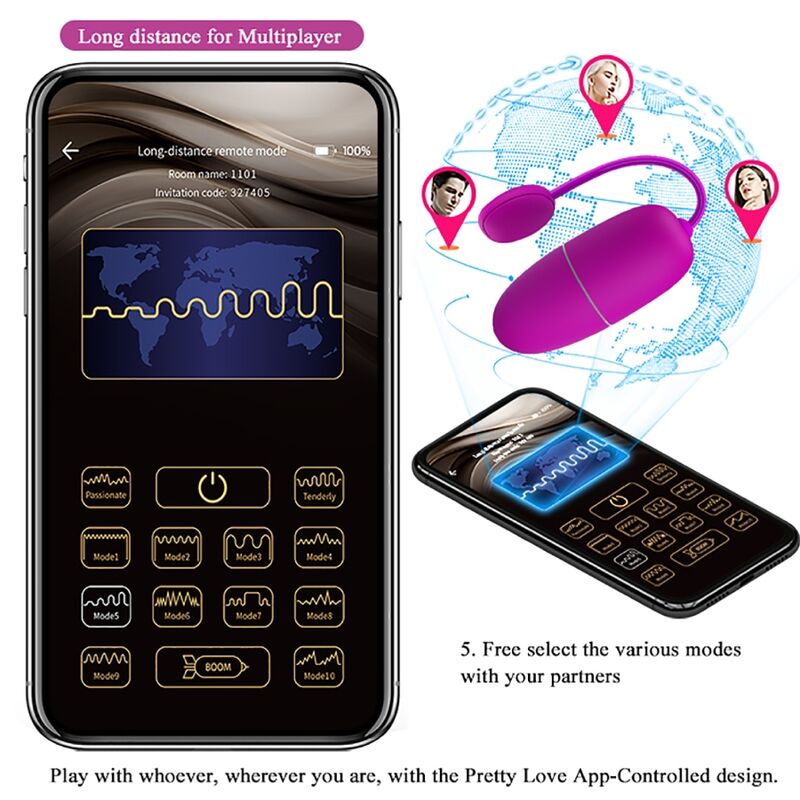 PRETTY LOVE - NINFA UOVO VIBRANTE APP CONTROLLATO VIOLA - immagine 11