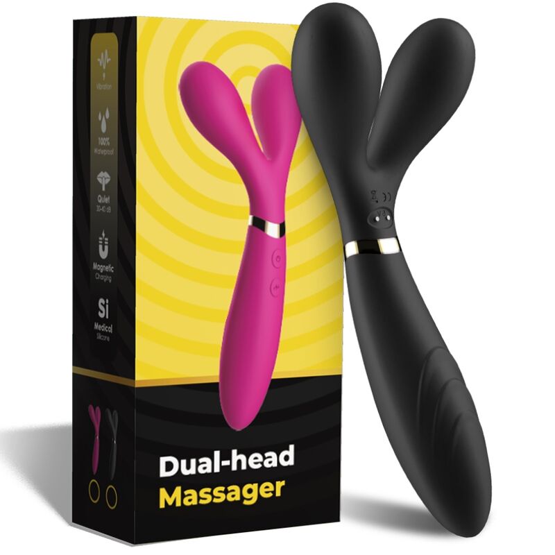 ARMONY - MASSAGGIATORE E VIBRATORE Y-WAND DOPPIA TESTA NERO - immagine 5