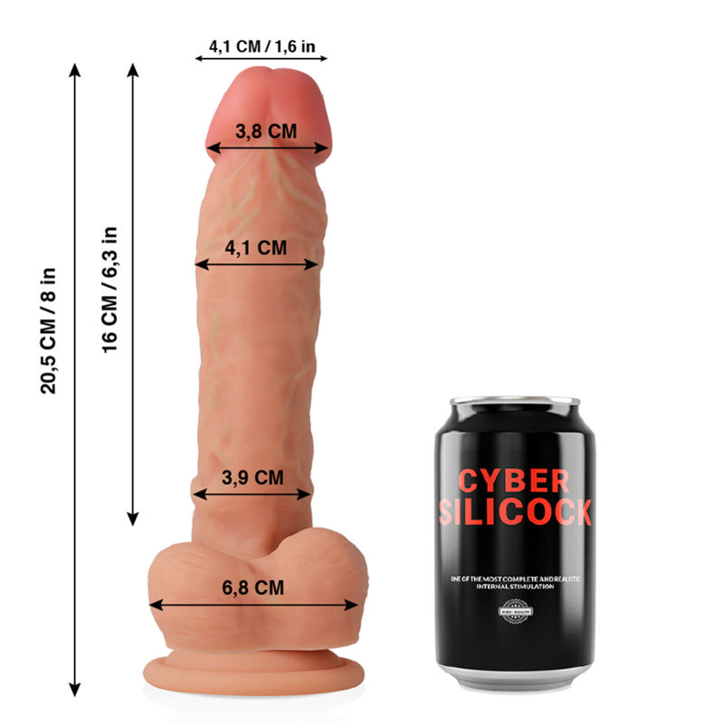 CYBER SILICOCK - DONG IN SILICONE LIQUIDO MORBIDO ULTRA REALISTICO 20.5 CM -O- 4.1 CM - immagine 3