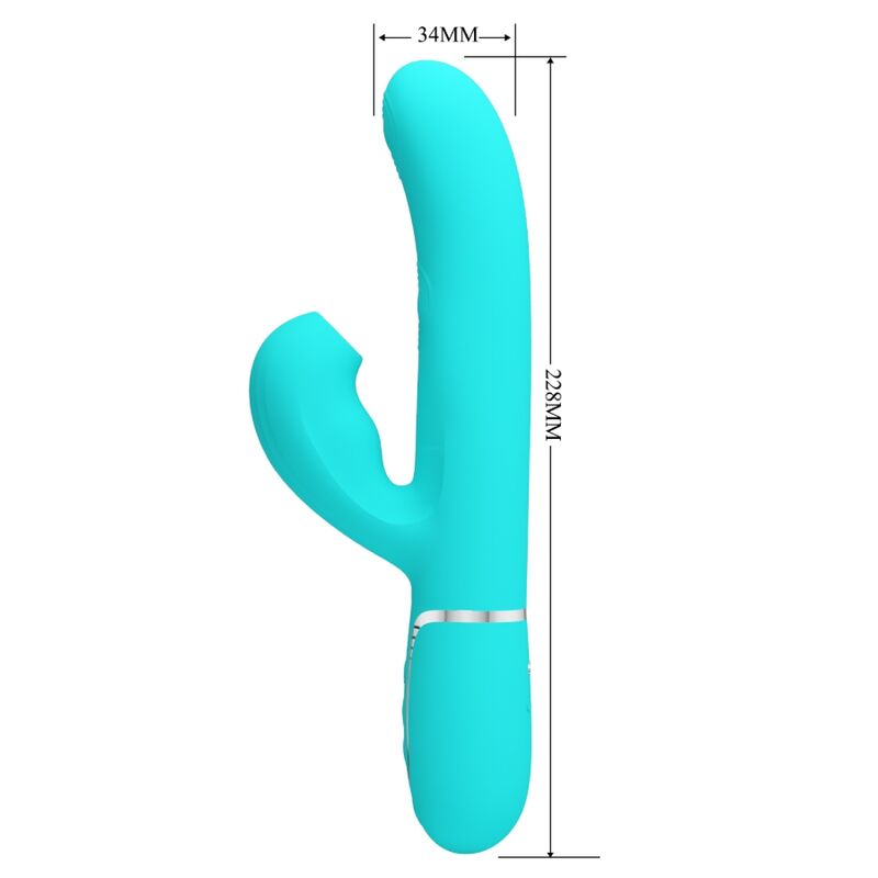 PRETTY LOVE - VIBRATORE MULTIFUNZIONE PERLITA 3 IN 1 G-SPOT VERDE ACQUA - immagine 2