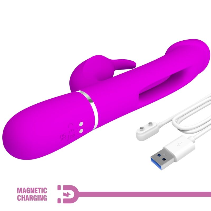PRETTY LOVE - VIBRATORE DEJON RABBIT 3 IN 1 MULTIFUNZIONE FUCSIA - immagine 5