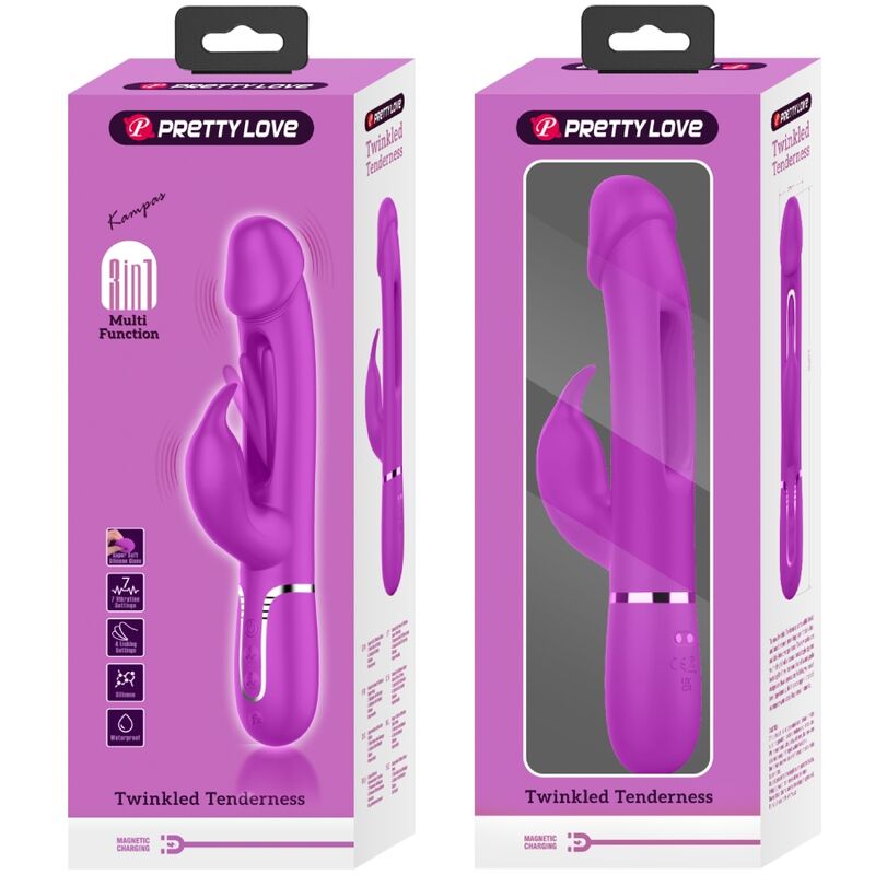 PRETTY LOVE - VIBRATORE DEJON RABBIT 3 IN 1 MULTIFUNZIONE FUCSIA - immagine 2