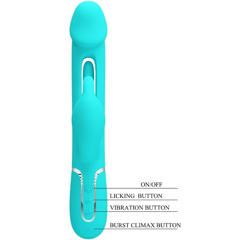 PRETTY LOVE - VIBRATORE DEJON RABBIT 3 IN 1 MULTIFUNZIONE VERDE ACQUA - immagine 4