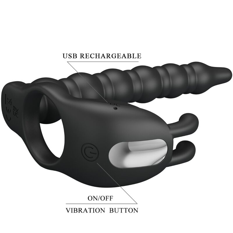 PRETTY LOVE - BLACKNEY ANELLI PER PENE CON SPINA VIBRATORE - immagine 6