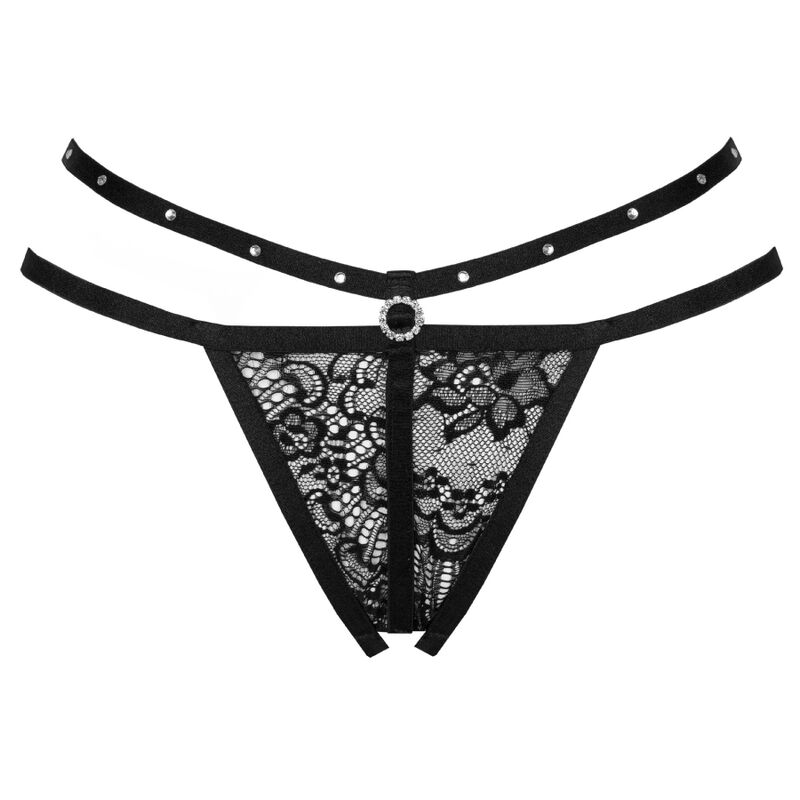 LIVCO CORSETTI FASHION - NOMADE TANGA CROTCHLESS NEGRO - immagine 6