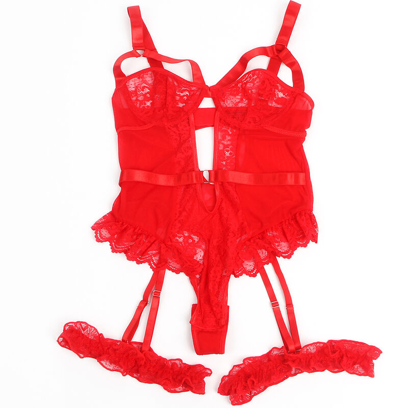 SUBBLIME - TEDDY CON LIGA DETALLE ENCAJE Y TIRAS ROJO S/M - immagine 6
