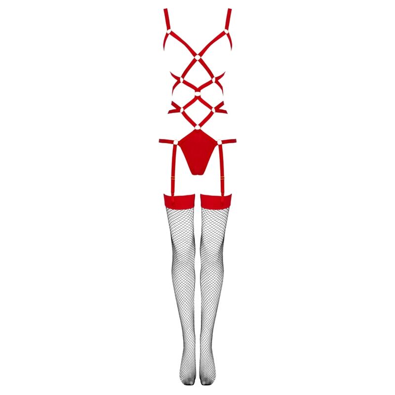 LIVCO CORSETTI FASHION - THIARA LC 20213 SET BODY + MEDIAS ROJA S/M - immagine 6