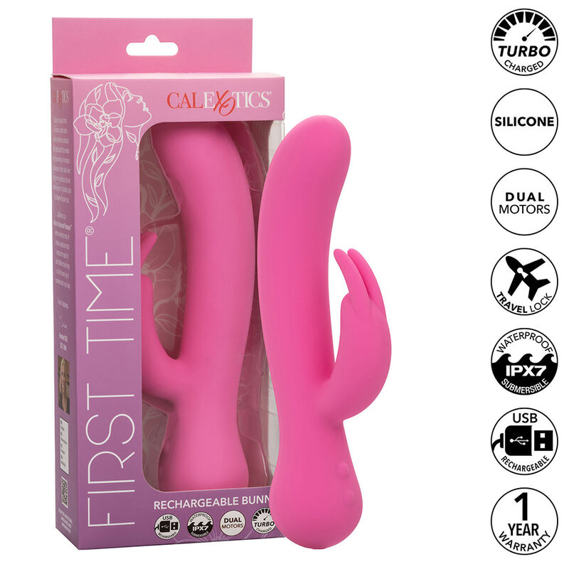 CALEXOTICS - FIRST TIME VIBRATORE CONIGLIO RICARICABILE ROSA - immagine 2