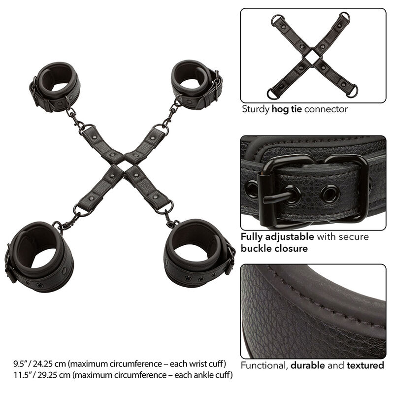 CALEXOTICS - NOCTURNAL CONNETTORE HOG TIE CUERO REGOLABILE NERO - immagine 3