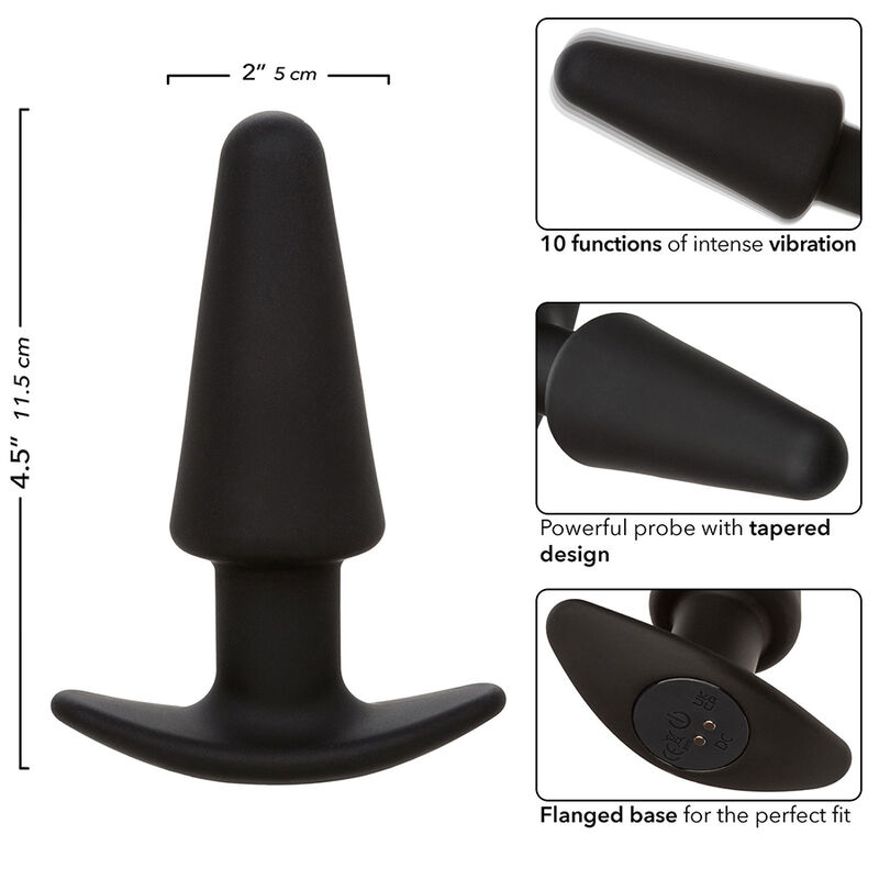 CALEXOTICS - ROCK BOTTOM TAPPO ANALE CONICO 10 VIBRAZIONI SILICONE NERO - immagine 5