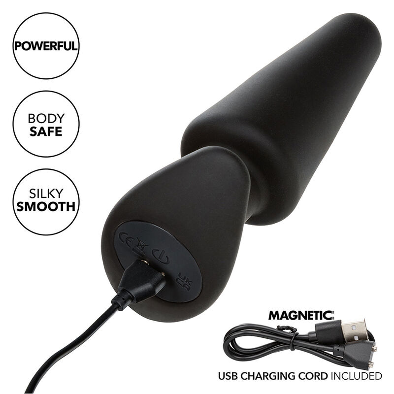 CALEXOTICS - ROCK BOTTOM TAPPO ANALE CONICO 10 VIBRAZIONI SILICONE NERO - immagine 3