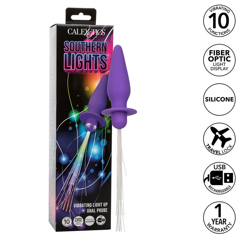 CALEXOTICS - SOUTHERN LIGHTS LIGHT UP PLUG ANALE 10 VIBRAZIONI SILICONE VIOLA - immagine 8
