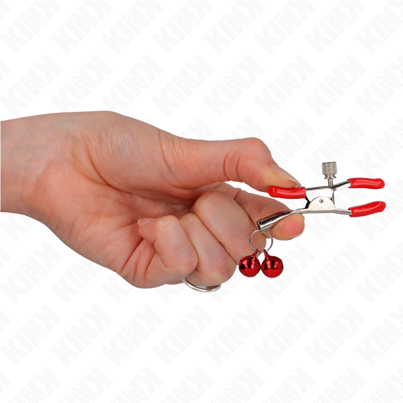 KINK - PINZAS PARA PEZONES ROJAS CON DOBLE CAMPANILLA ROJO 6 CM - immagine 4