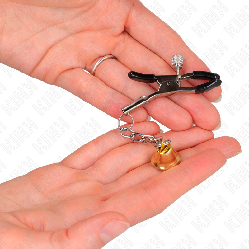 KINK - PINZAS PARA PEZONES CON COLGANTE DE CAMPANA DORADO 6 CM - immagine 2