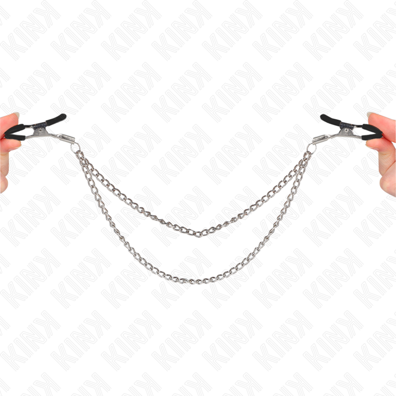 KINK - PINZAS PARA PEZONES CON DOBLE CADENA GRUESA PLATEADO 20/23 CM - immagine 5