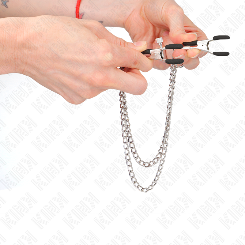 KINK - PINZAS PARA PEZONES CON DOBLE CADENA GRUESA PLATEADO 20/23 CM - immagine 4