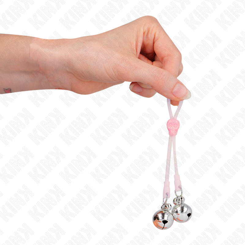 KINK - PINZAS PARA PEZONES LUMINOSAS FORMA CALABERA CON CASCABEL SONORO AJUSTABLE ROSA / PLATEADO - immagine 4