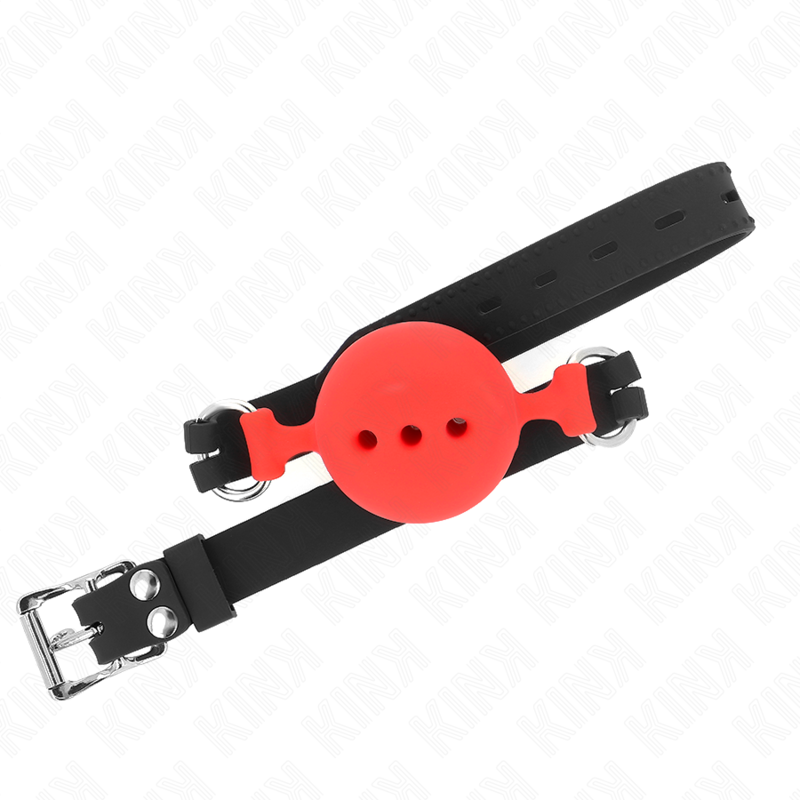 KINK - MORDAZA 55 x 2 CM DE BOLA 5 CM DE SILICONA COMPLETA TALLA L ROJO AJUSTABLE 35-51 CM - immagine 4