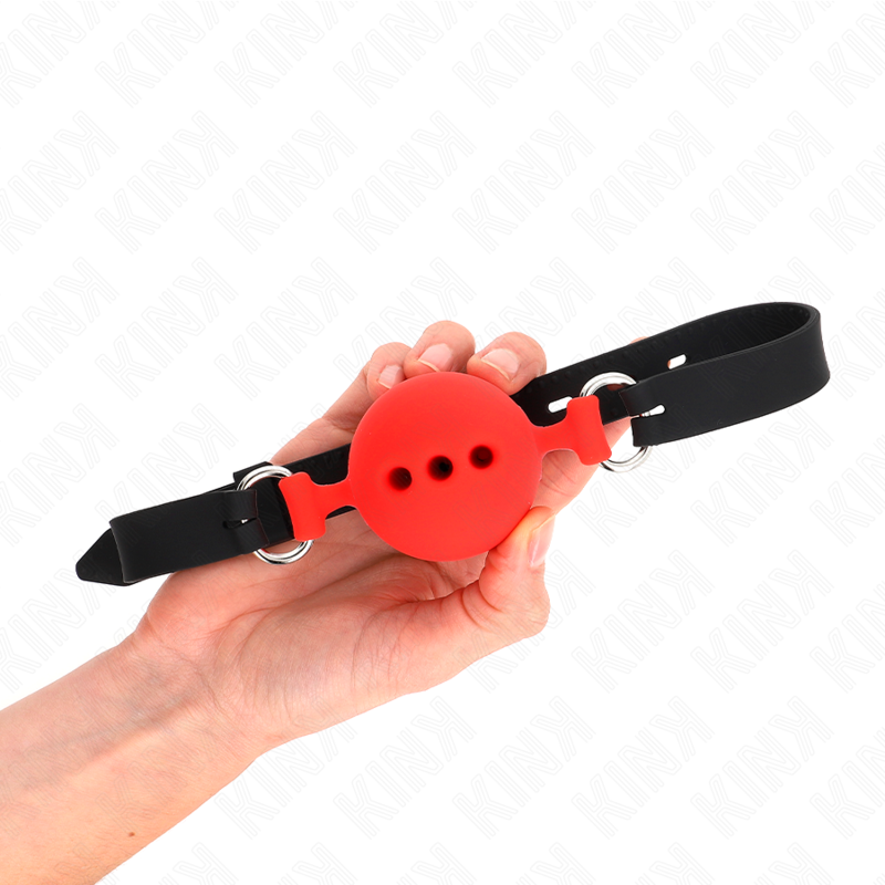 KINK - MORDAZA 55 x 2 CM DE BOLA 5 CM DE SILICONA COMPLETA TALLA L ROJO AJUSTABLE 35-51 CM - immagine 5