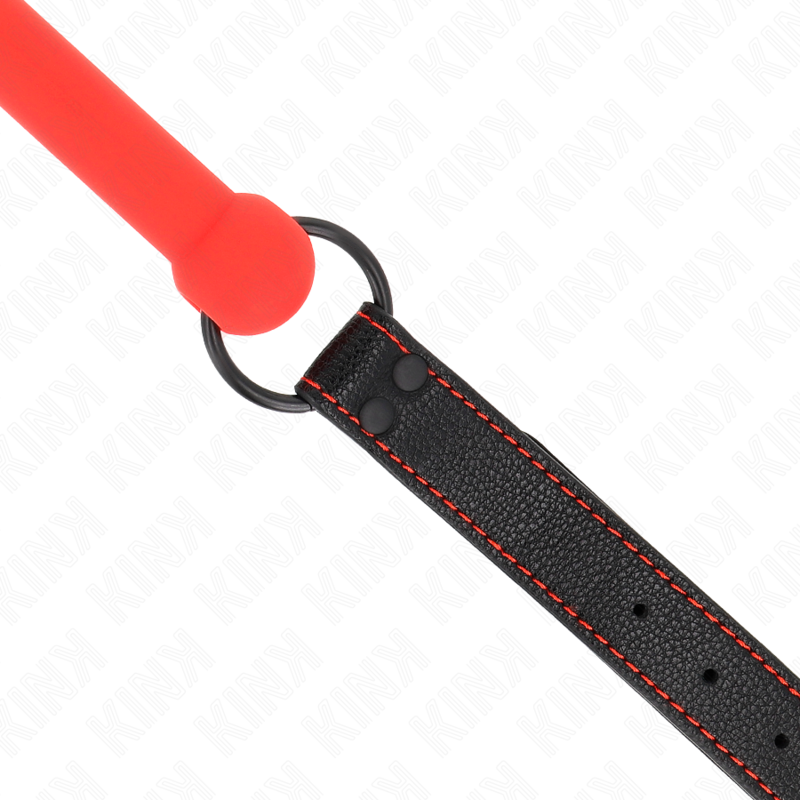 KINK - MORDAZA FORMA DE HUESO CON CORREA POLIPIEL ROJO AJUSTABLE 41-57 CM - immagine 2