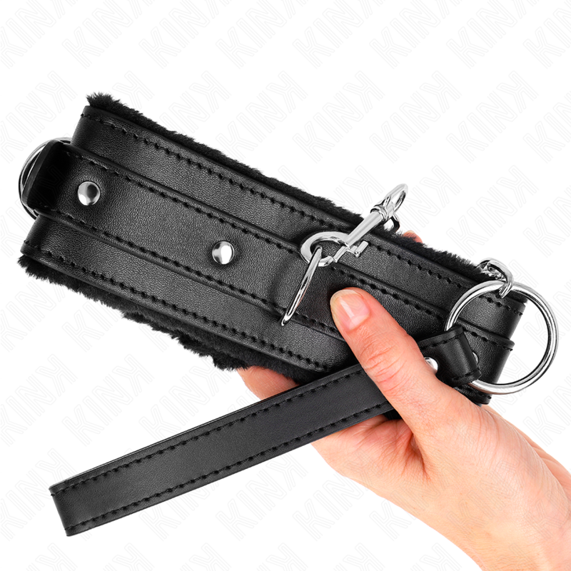KINK - COLLARE CON GUINZAGLIO 65 CM CON RESTRIZIONI NERO 36-42 CM X 5,5 CM - immagine 6