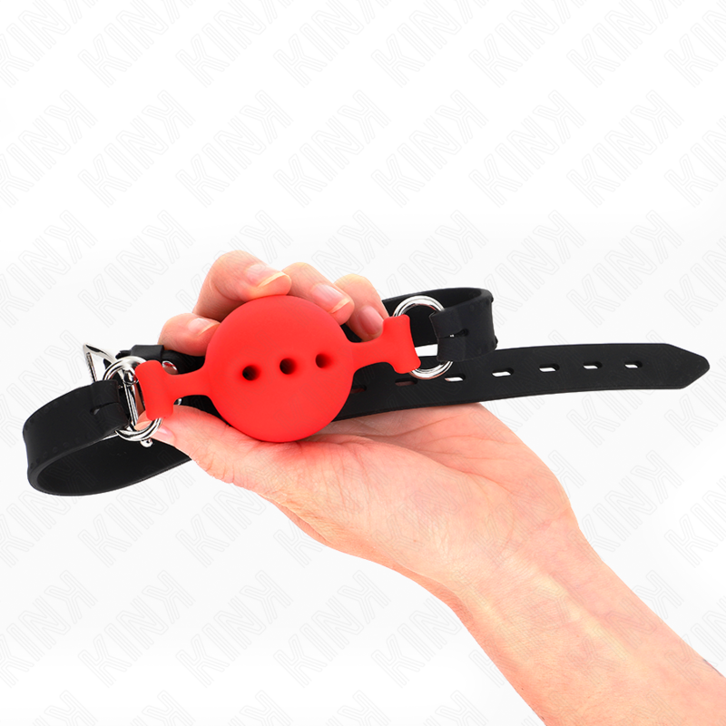 KINK - MORDAZA 55 x 2 CM DE BOLA 4.5 CM DE SILICONA COMPLETA TALLA M ROJO AJUSTABLE 35-51 CM - immagine 2