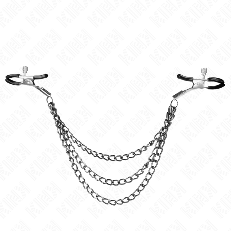 KINK - PINZAS PARA PEZONES CON TRIPLE CADENA NEGRO 20/23/28 CM - immagine 2