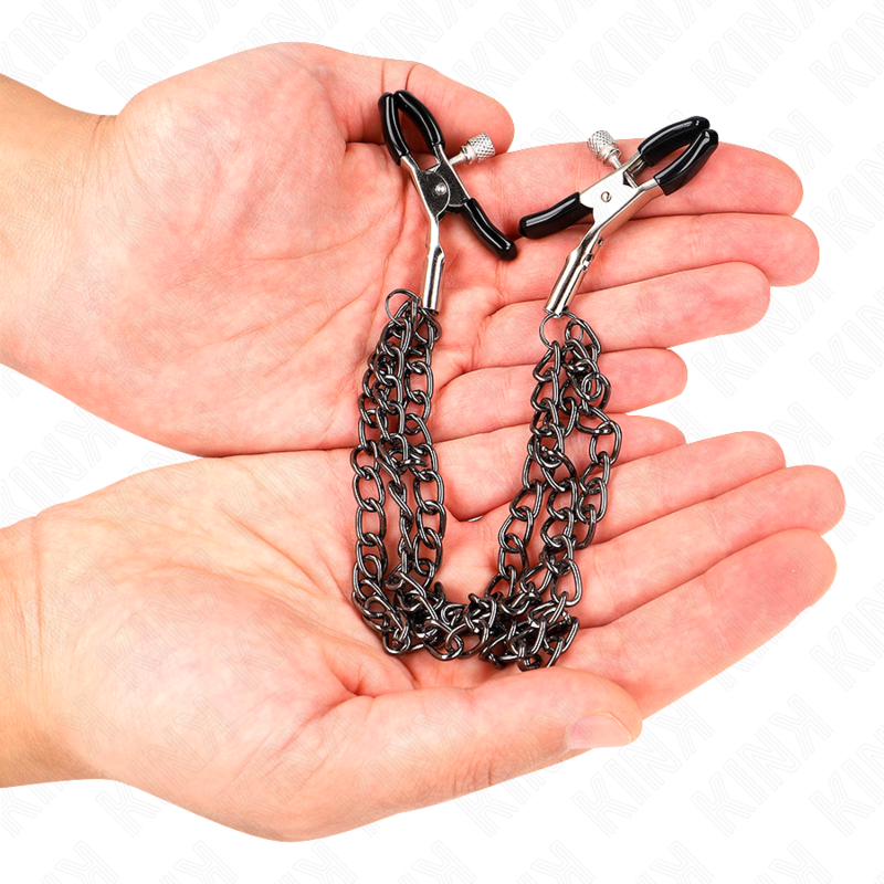 KINK - PINZAS PARA PEZONES CON TRIPLE CADENA NEGRO 20/23/28 CM - immagine 3