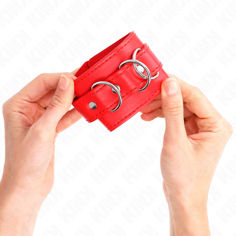 KINK - MUÑEQUERAS CON 3 ANILLAS EN D AJUSTABLE ROJO 17.5-25 CM X 6 CM - immagine 4