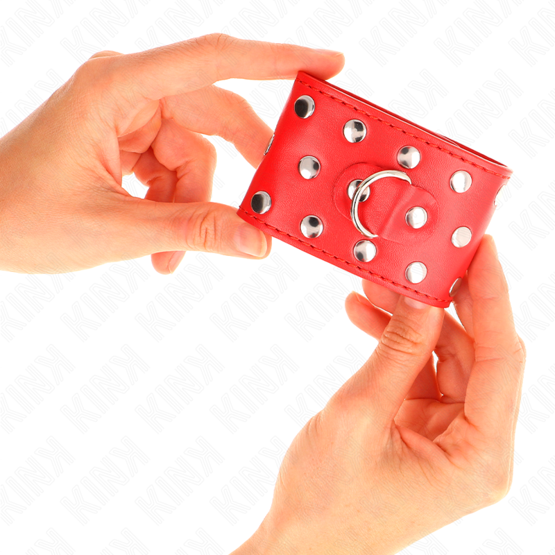 KINK - MUÑEQUERAS CON CIERRE A PRESIÓN LLENO DE TACHUELAS AJUSTABLE ROJO 19-24 CM X 5.5 CM - immagine 4