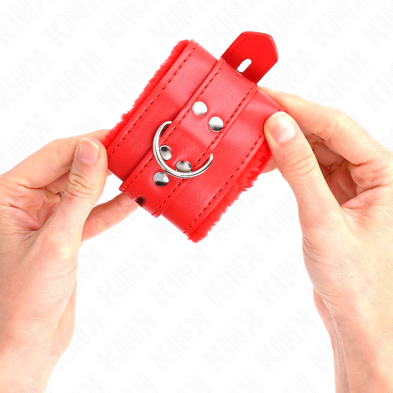 KINK - MUÑEQUERAS FORRADAS CON AGUJEROS CUADRADOS ROJO Y CORREA ROJO AJUSTABLE 17-29 CM X 6 CM - immagine 4